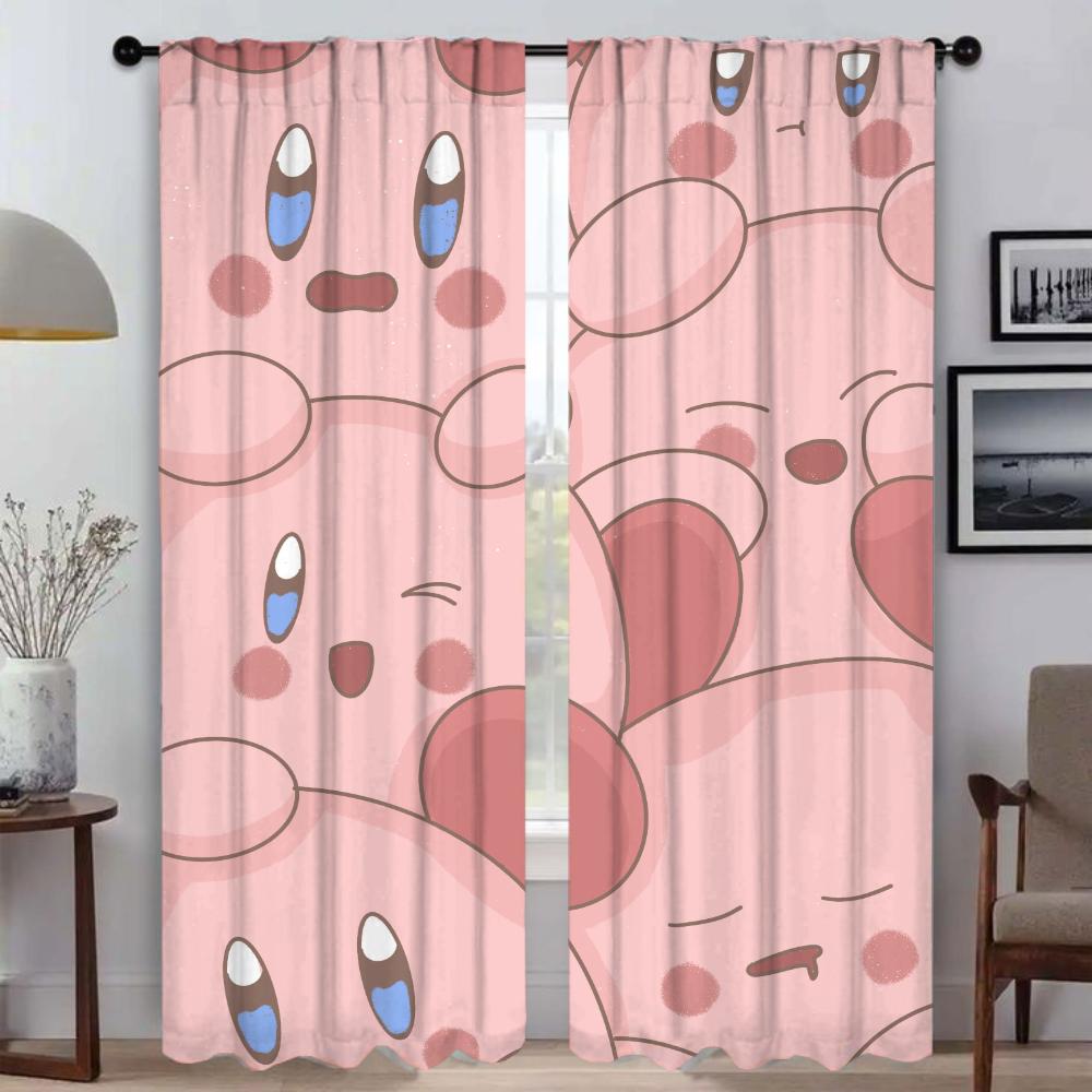 Kawaii Cartoon K-KirbyS Window Curtain for Room 2 Panel Partition Curtains for Bedroom Halloween Decoration Living Kitchen Child