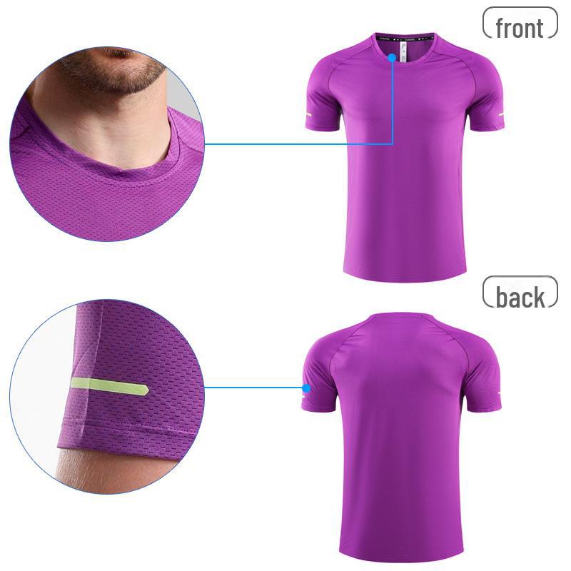 Unisex Quick-Dry Mesh Running T-Shirt with Reflective Design