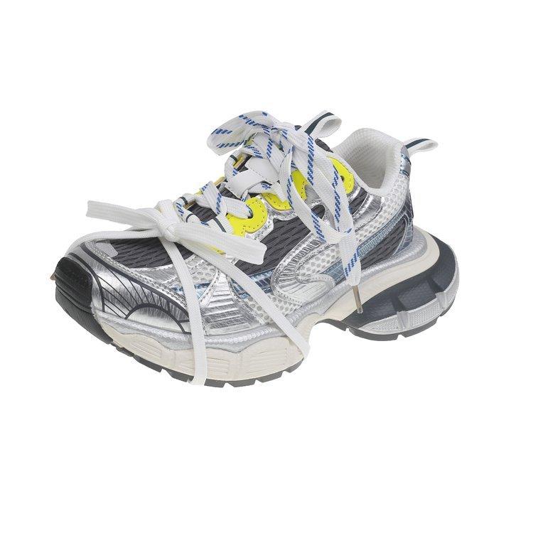 

Кожаные кроссовки-папы женские осень 2025 новая платформа маффин дышащие спортивные туфли ремешки повседневная обувь инс тренд 40