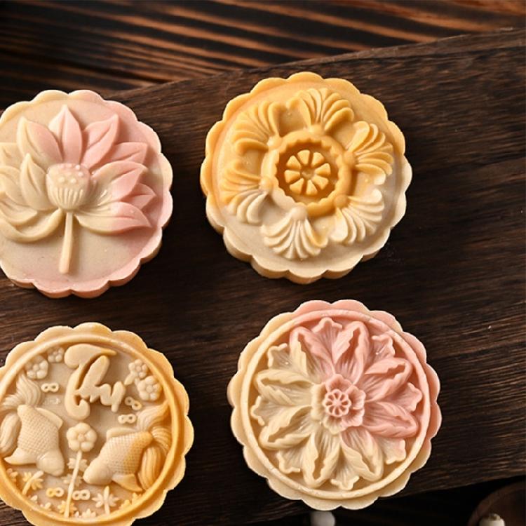 Various Shape Mooncake Mold DIY Hand Pressure Fondant Mooncake Mould with Stamps
