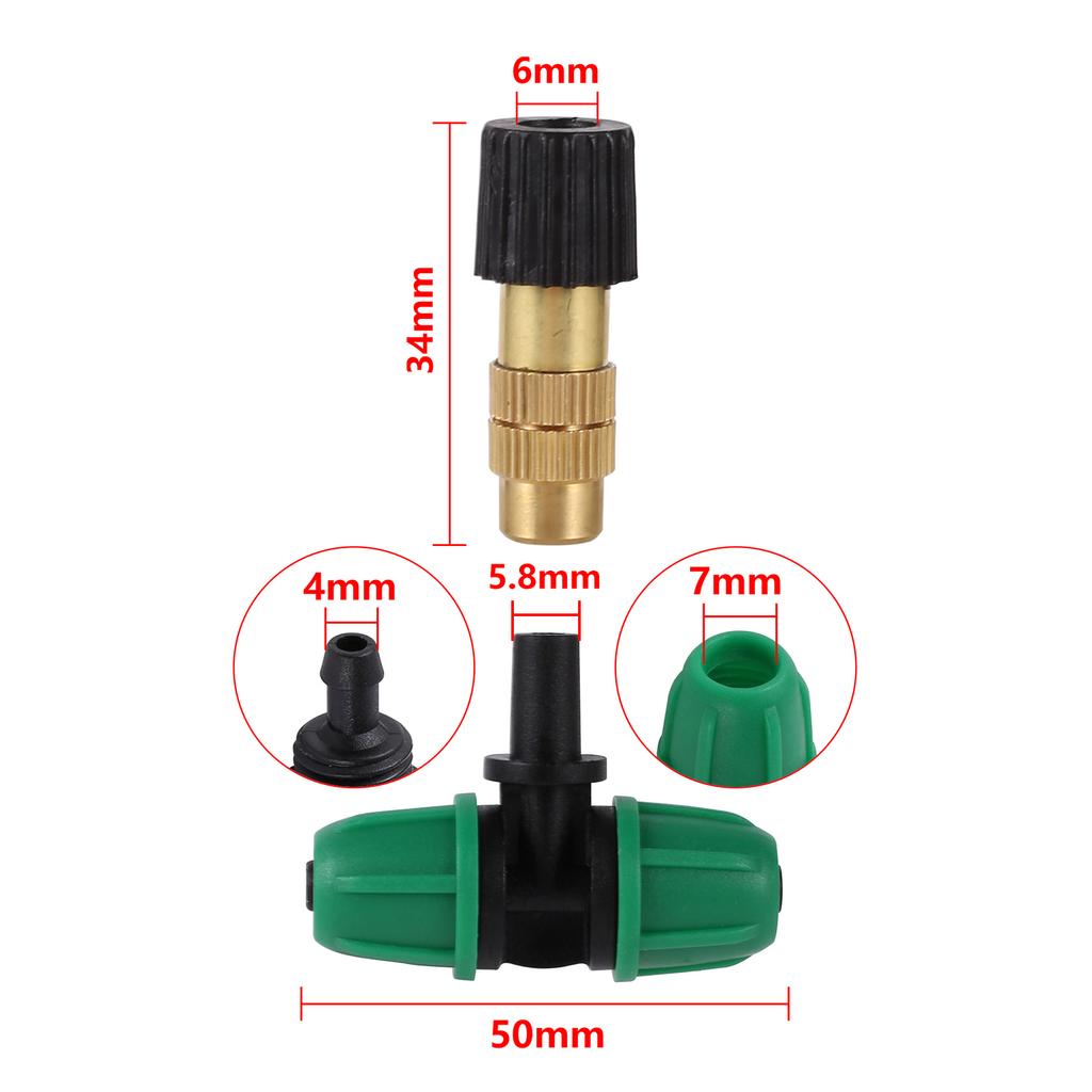 Misting Cooling System Sprayer Nozzle Adjustable Brass Atomizing Nozzle Humidify Watering Landscape For Garden Patio Greenhouse