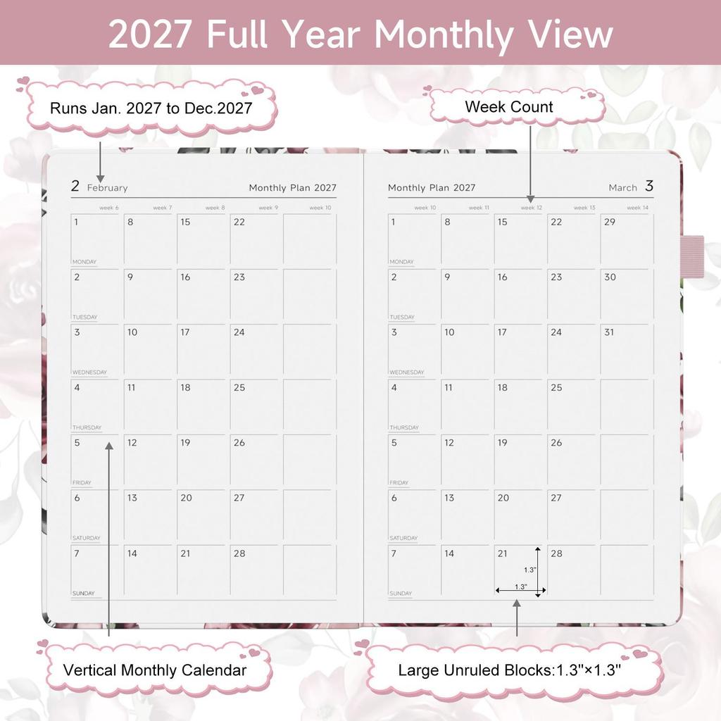 2027 A5 Weekly Planner Notebook with Strap - Customizable High-Value Schedule Book