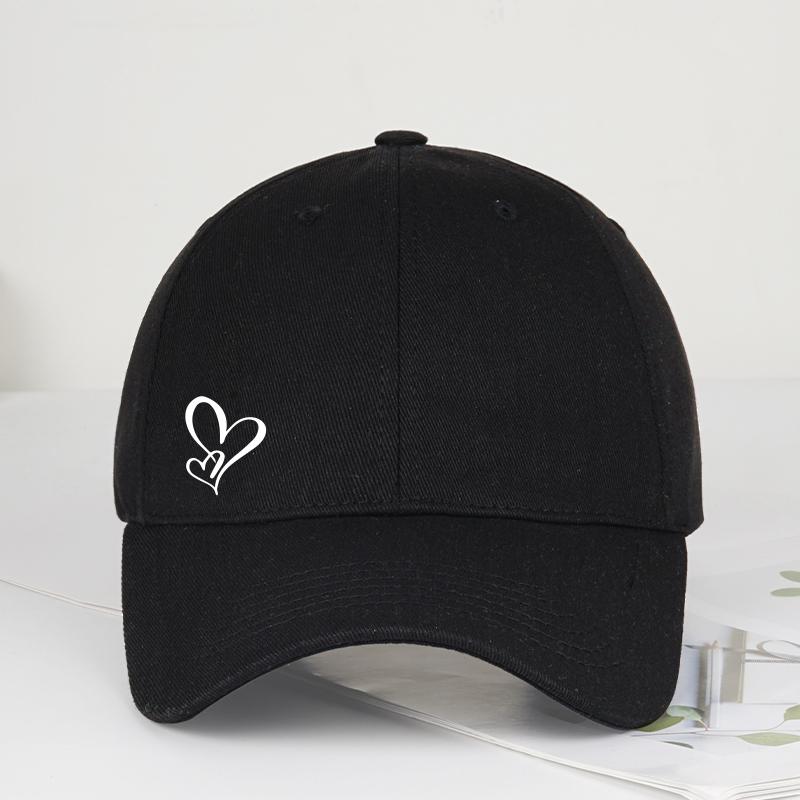 Minimalist Double Heart Print Baseball Cap WoUnisex Unisex Soft Cotton Adjustable Dad Hat Casual Love Theme Sun Hat