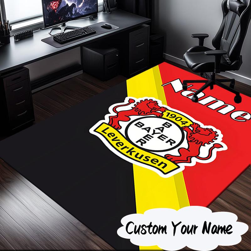 Custom Name Leverkusen Crest Rug for Living Room, Game Rooms, Office, Bedroom, Floor Mat Playful Design, fan gifts Christmas decor