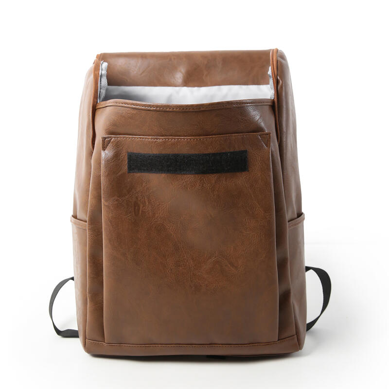 Solid Color PU Backpack Men's Large Capacity Backpack Student Sports Travel Computer Bag