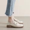 Low Heel Elegant Loafers Ladies Pumps Round Toe Women's Shoes Pearl Stylish on Sale Summer 2025 Spring Slip Luxury Brand Dress