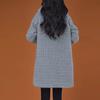 Lady Fall Winter Woolen Coat with Side Pockets Hooded Single-breasted Loose Plaid