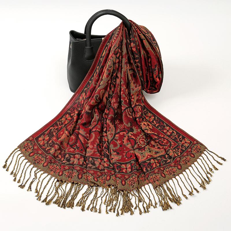 Luxury Brand Autumn Cashmere Pashmina Shawl Lady Wrap Warm Winter Scarves Design Print Female Foulard Cotton Stoles Scarf