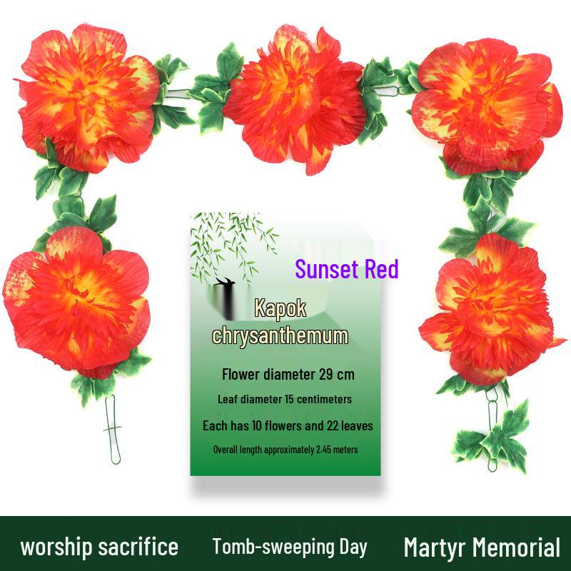 Artificial Chrysanthemum Vines for Cemetery and Memorial Decor - Silk and Plastic Hanging Floral Decoration