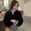 French Style Retro Puff Sleeve Blouse Women Korean Fashion Spliced Ruffles Shirt Ladies Elegant Chic Design Shirts
