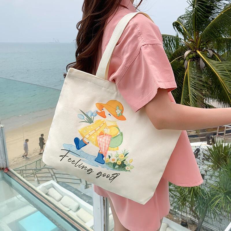 Fumaide Милая Утка Холщовая Сумка-Тоут и Сумка Через Плечо 2 шт.