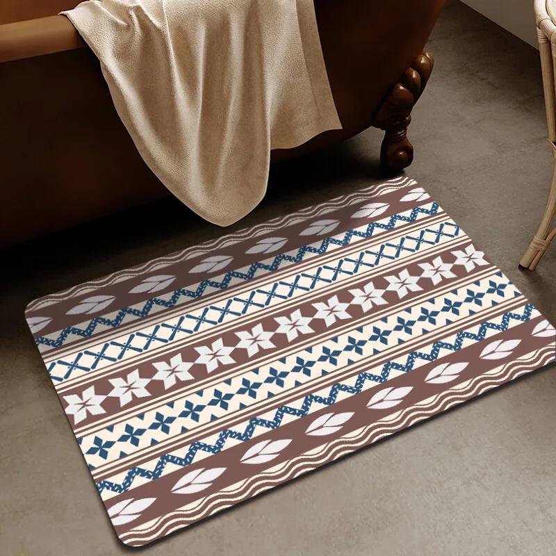 Bohemian Pattern Carpet for Living Room Bedroom Laundry Stain Resistant Non-Shedding Rug Perfect Home Decor Mechanical Wash Mat
