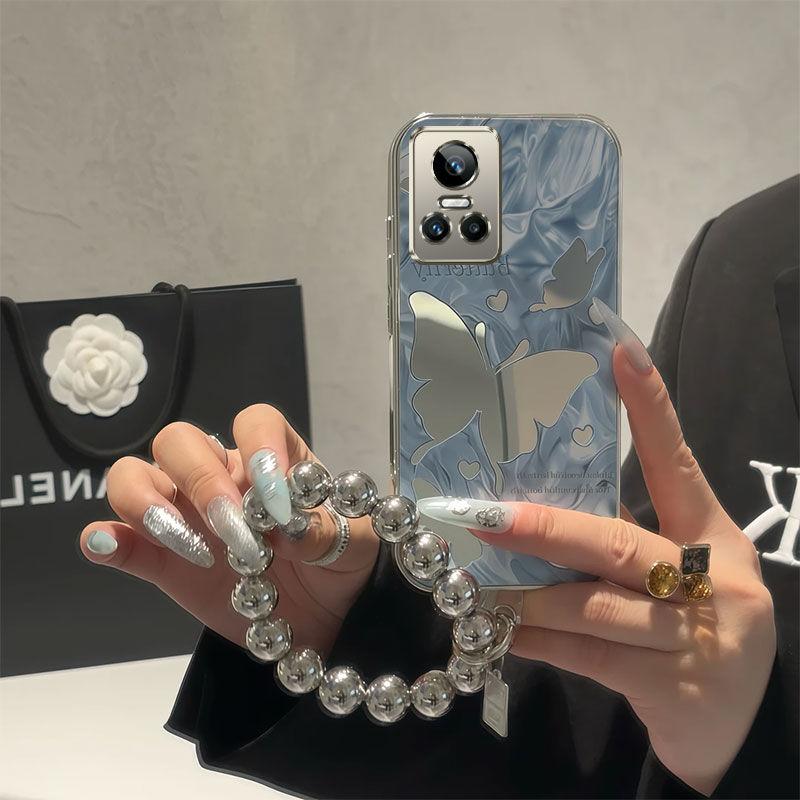 

Blue Bottom Hollow Butterfly Realme Real Me Gtneo3 Mobile Phone Case RMX3562 All-inclusive Edge Anti-drop Mirror Hard Case RealMe Gt neo3