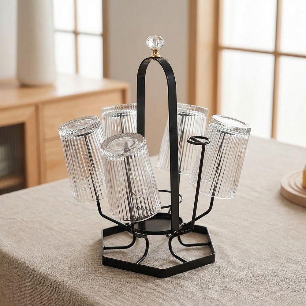 Gold/Black Water Cup Drying Rack Iron Tea Cup Holder Practical Glass Cup Drain Holder  Bar
