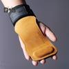 1 Pair Weight Lifting Wrist Strap Double Layer Cowhide Weightlifting Gym Gloves with Palm Pad Elastic Deadlifting Grip
