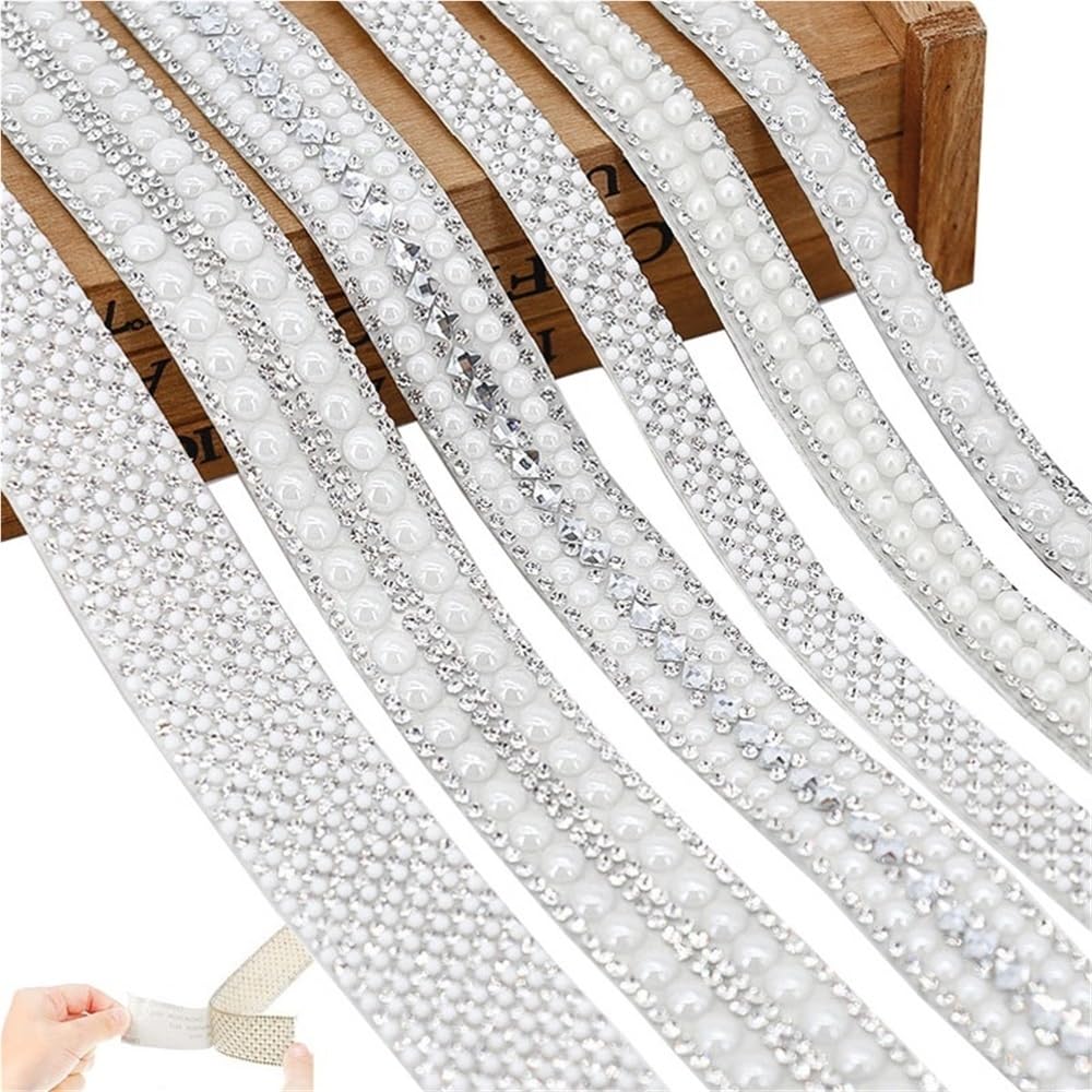 

6 рулонов ленты из смолы с жемчужными стразами, самоклеящиеся наклейки с кристальной лентой, кристальные жемчужные полоски, бриллиантовая лента для DIY-декора