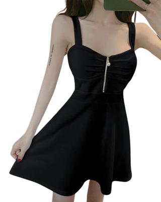 Toa Soa Camisole Mini Open Open Front Suitable for Club and Hostesses 02 Women's Dress, Flare, A-Line, Front, Cleavage-Enhancing, Neck, Zip,