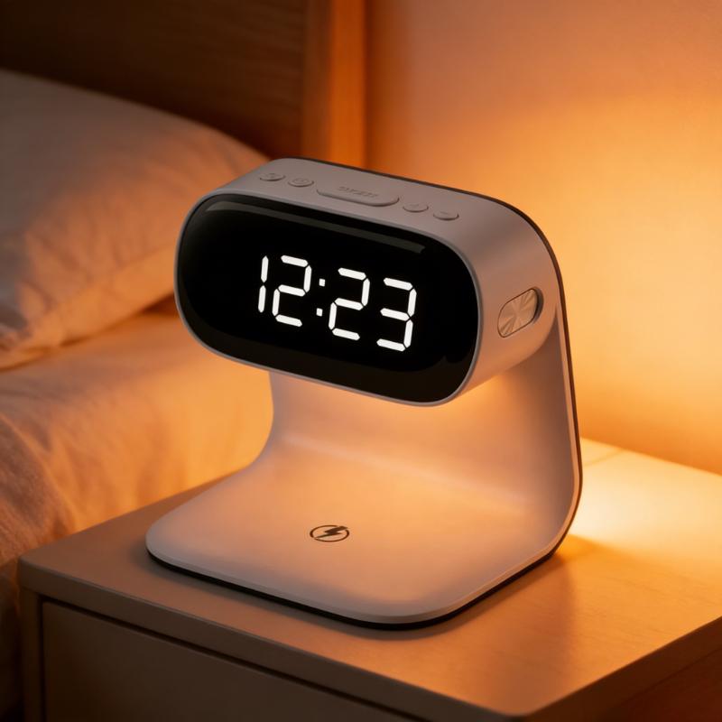 LED Alarm Clock with Night Light Wireless Charging Snooze Mode for Living Room and Bedside Decor Multi-functional Clock Gifts