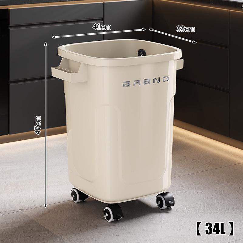 Large Mobile Industrial-Style Kitchen Trash Can with Wheels for Indoor/Outdoor Use