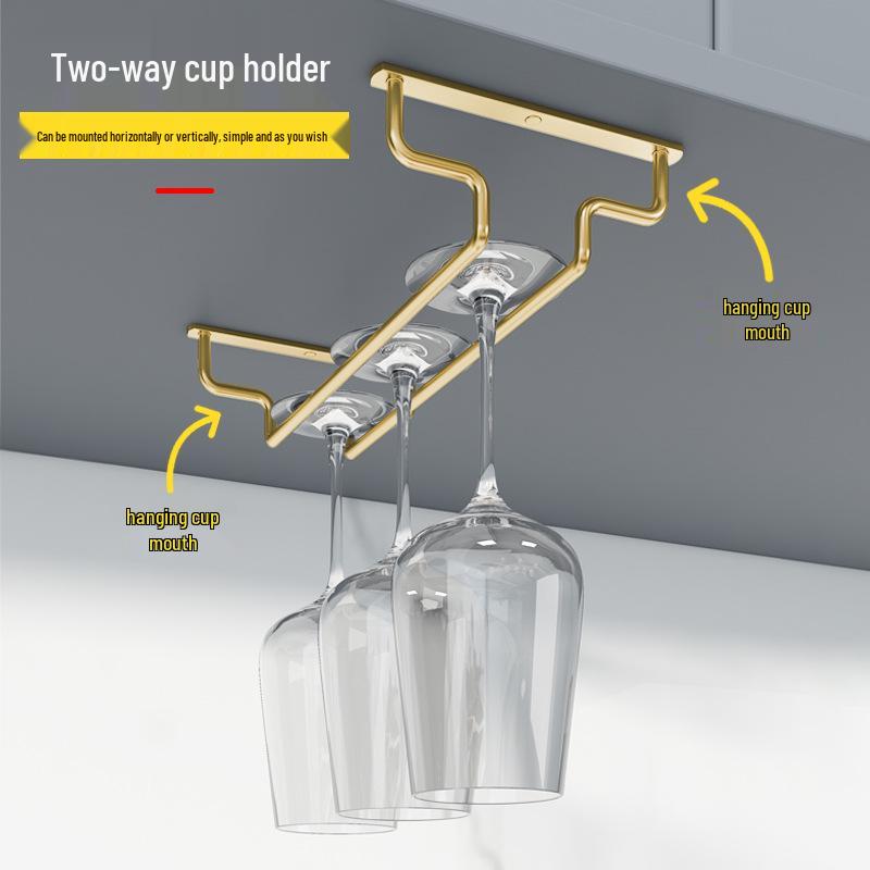 Stainless Steel Hanging Wine Glass Rack - Single Row Stemware Storage Shelf