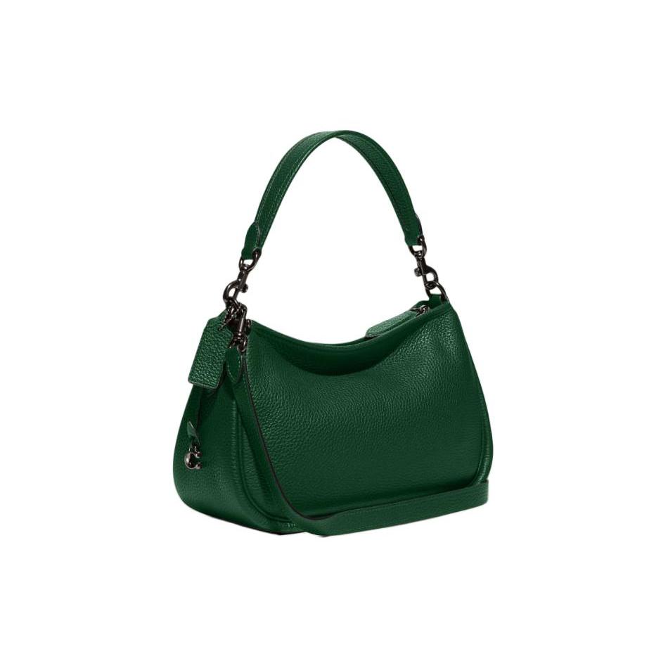 New COACH Cary Pebbled Leather Shoulder Bag, Handbag, Shoulder Bag Women's Deep Pine Green CC437-V5CZS