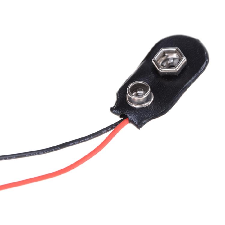 10 Pack 9V Battery Clip I Type Faux Leather Black Red Wires Leads Length 5.9"