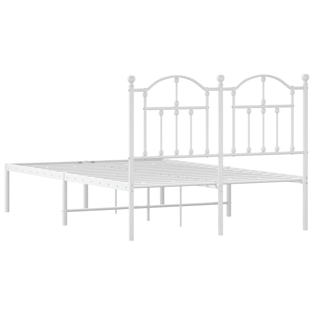 Metal Bed Frame with Headboard White 120 x 200 cm