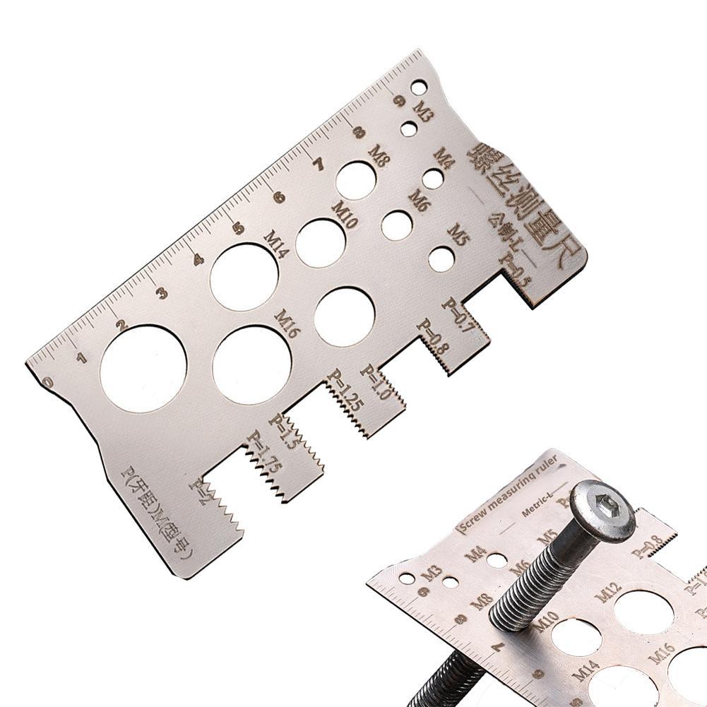 Thread Checker Screw Measurement Ruler Space Saving Nut Gauge Screw Measuring Tool Industry Cra R5B7