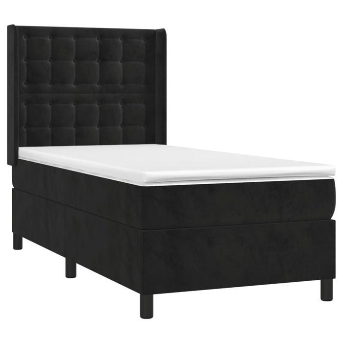 3132905 vidaXL Lit à sommier tapissier avec matelas Noir 100x200 cm Velours