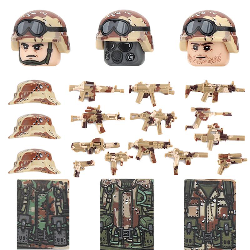 

Військове Місто Поліцейські Фігурки Аксесуари Будівельні Блоки Армійські Командос Солдат Камуфляжні Шоломи Зброя Цеглинки Іграшки Для Дітей