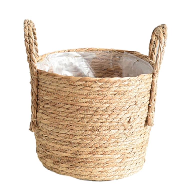 Woven Flower Pots Straw Flower Pots Outdoor Tables Large Straw Bag Basket Hand