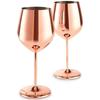 Stainless Steel Stemmed Wine Glasses, Shatter Proof Copper Coated Unbreakable Wine Glass Goblets,Premium Gift for Men