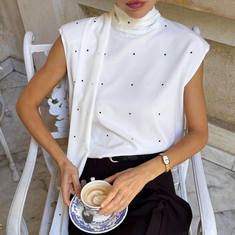 Women S Polka Dot Vest Elegant Casual Summer Top