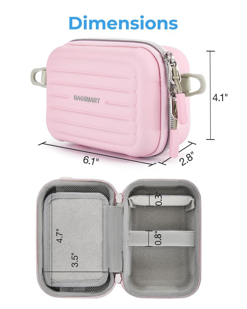 BAGSMART SLR Camera Bag, Compact, Waterproof Nylon Shoulder Case for Camera Storage, Stylish Everyday Bag, Pink