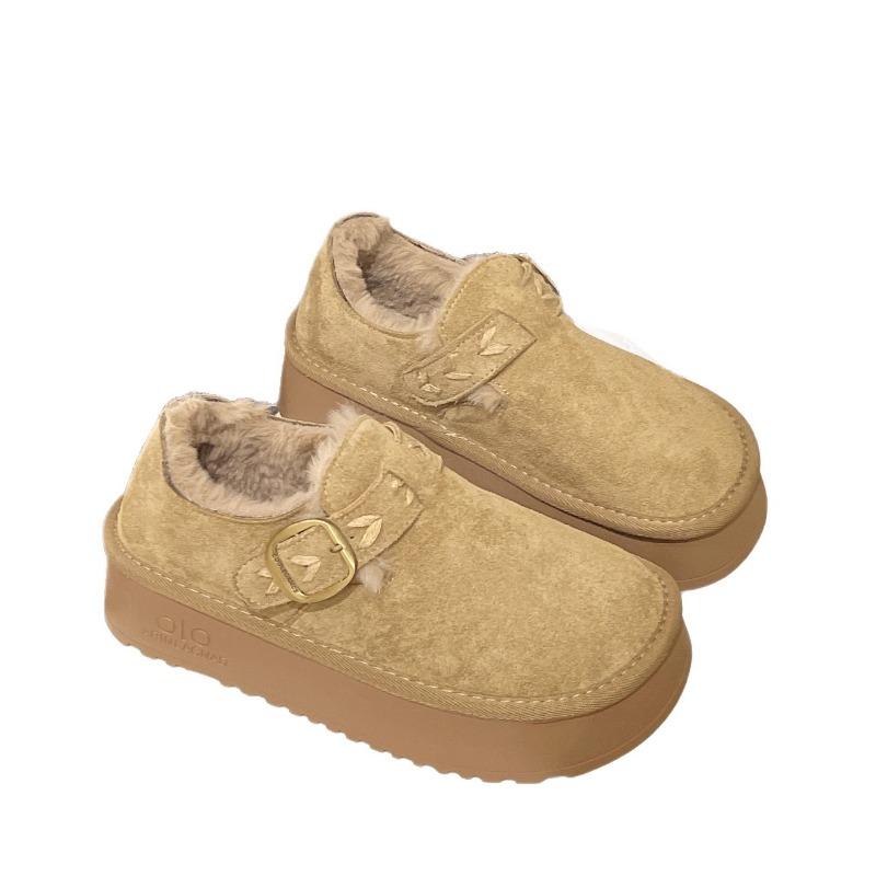 Winter Thick-soled Non-slip Wool Snow Boots Women's Velvet Thickened Warm Cotton Shoes Bread Shoes Women