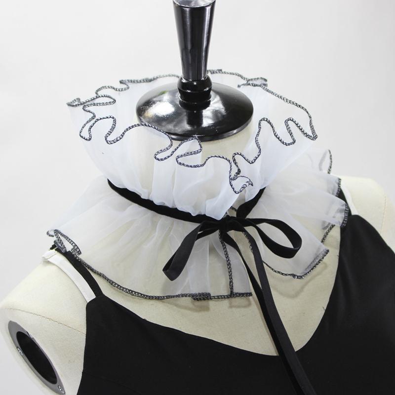 Perfect Match Ladies Ruffles Stand Shirt Scarf Fake Collar Sweater Decorative Collar Detachable Lace Blouse Doll Collar Neckwear For Women