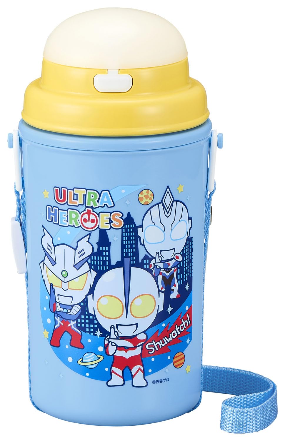 

OSK Ultra Heroes Water Bottle with Made in with Shoulder Stylish and for Kids and Elementary School Students Straw, 450ml, Japan, Strap, Insulated, синій