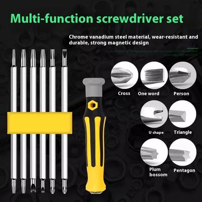 12-In-1 Multifunctional Screwdriver Set CR-V Plus Hard Special-shaped Screwdriver Plum Blossom Triangle Screw Batch 6PC