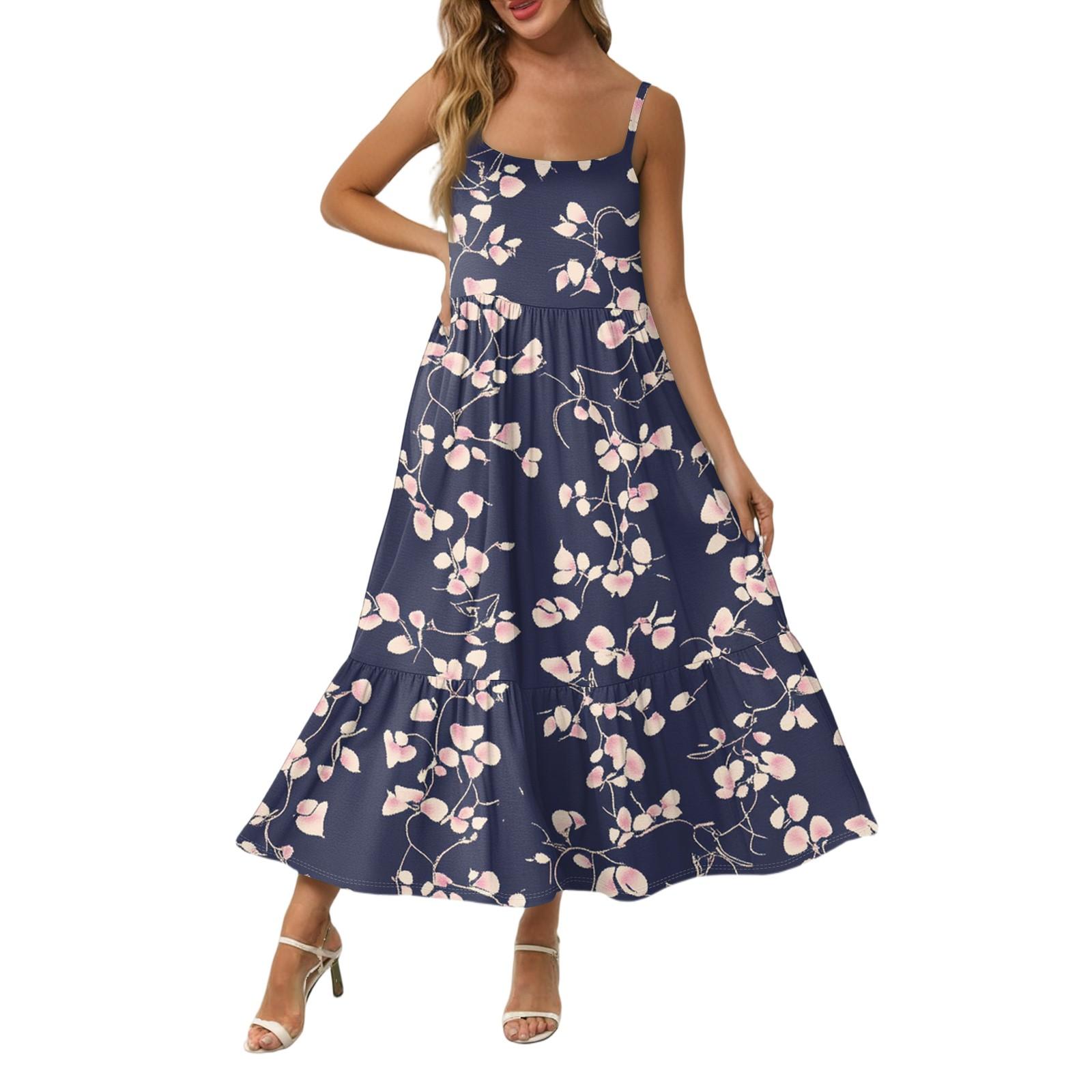 

Женское длинное пляжное повседневное элегантное платье макси на тонких бретельках с вышивкой, сдержанное струящееся платье в стиле бохо XL