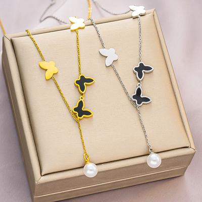 Colar de Borboleta Simples Colar de Pérola de Luxo Leve