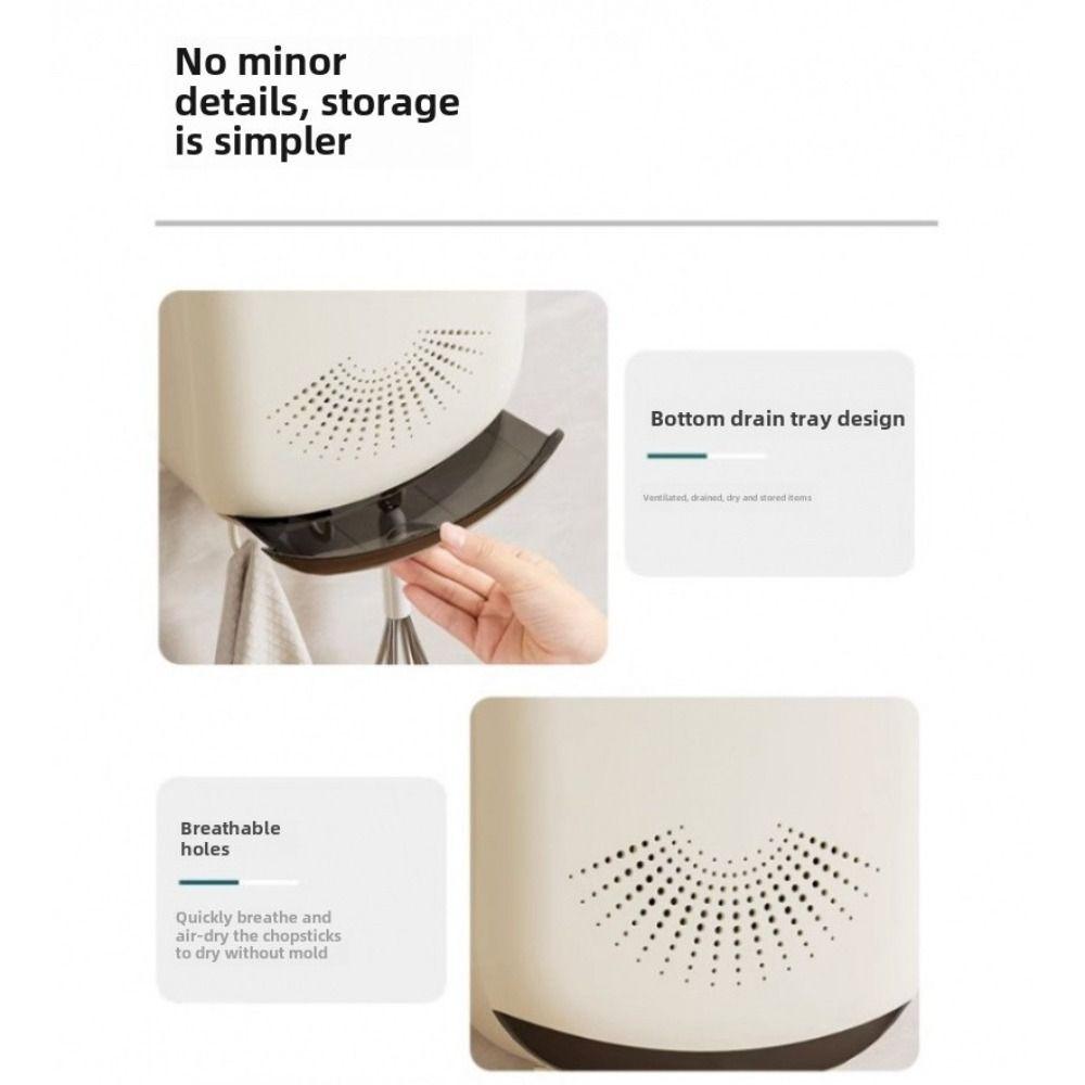 Ventilated Wall-mounted Chopstick Cage Draining Kitchen Utensil Holder Chopstick Storage Box  Spoon