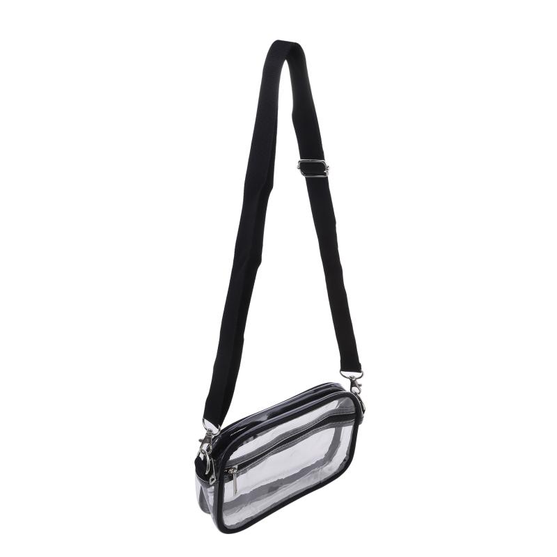 Women Clear Shoulder Bag Stadium PVC Concert Transparent Purse Simple Crossbody Bag With Front Pocket Casual Handbag