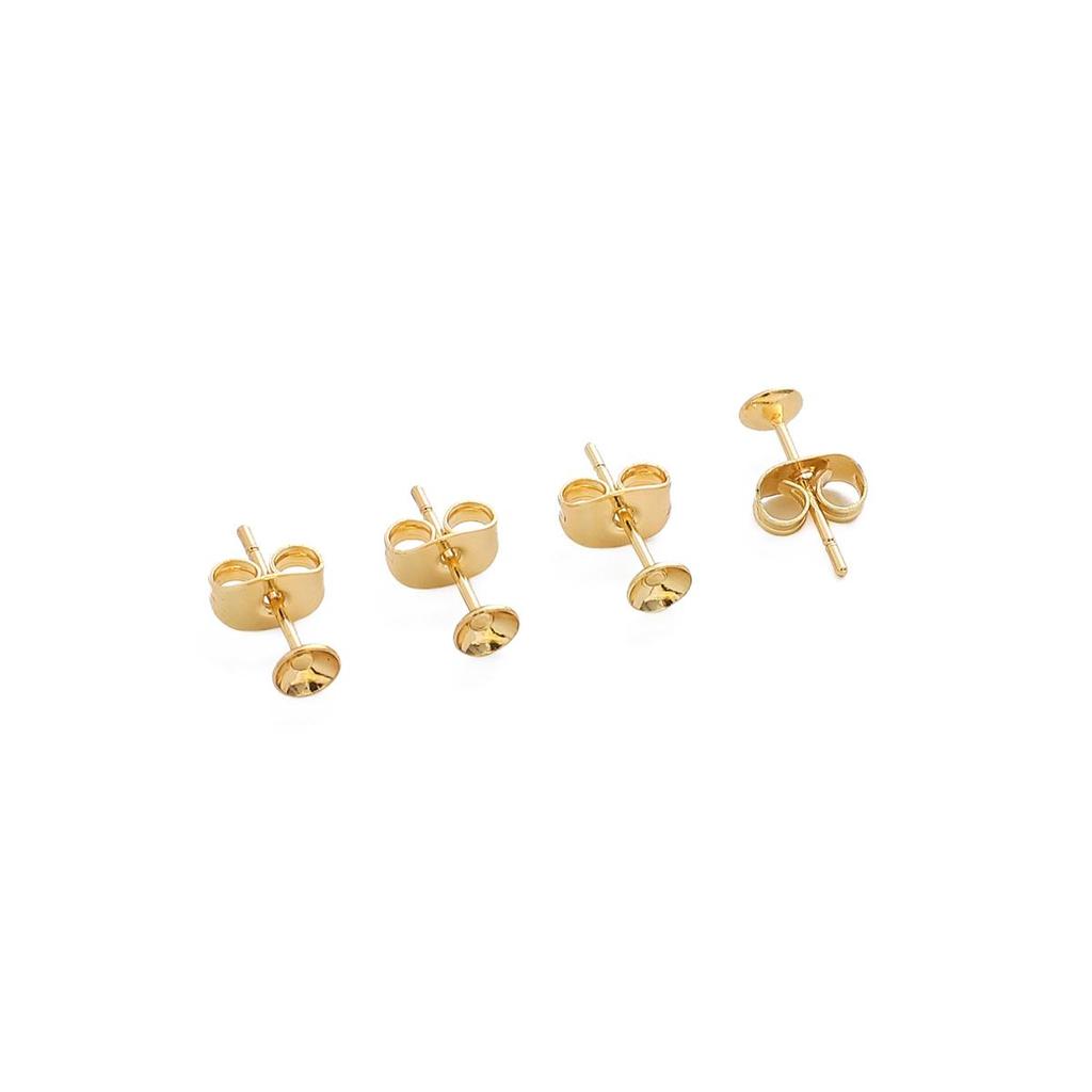 2Pcs Copper Bowl Shaped Imitation Needle Earrings For DIY Jewelry Making Craft Accessories