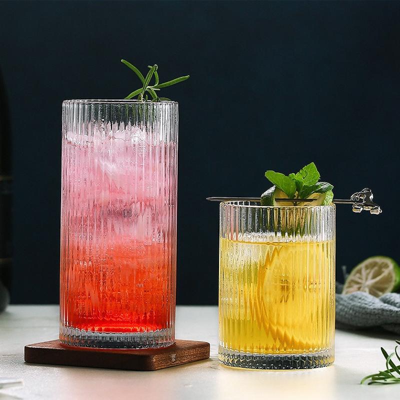 250ml/360ml Korean Style Glass Cups Cocktail Glass Drinking Glasses Mojito Cup Juice Beverage Cups Water Bottle New Year Gifts
