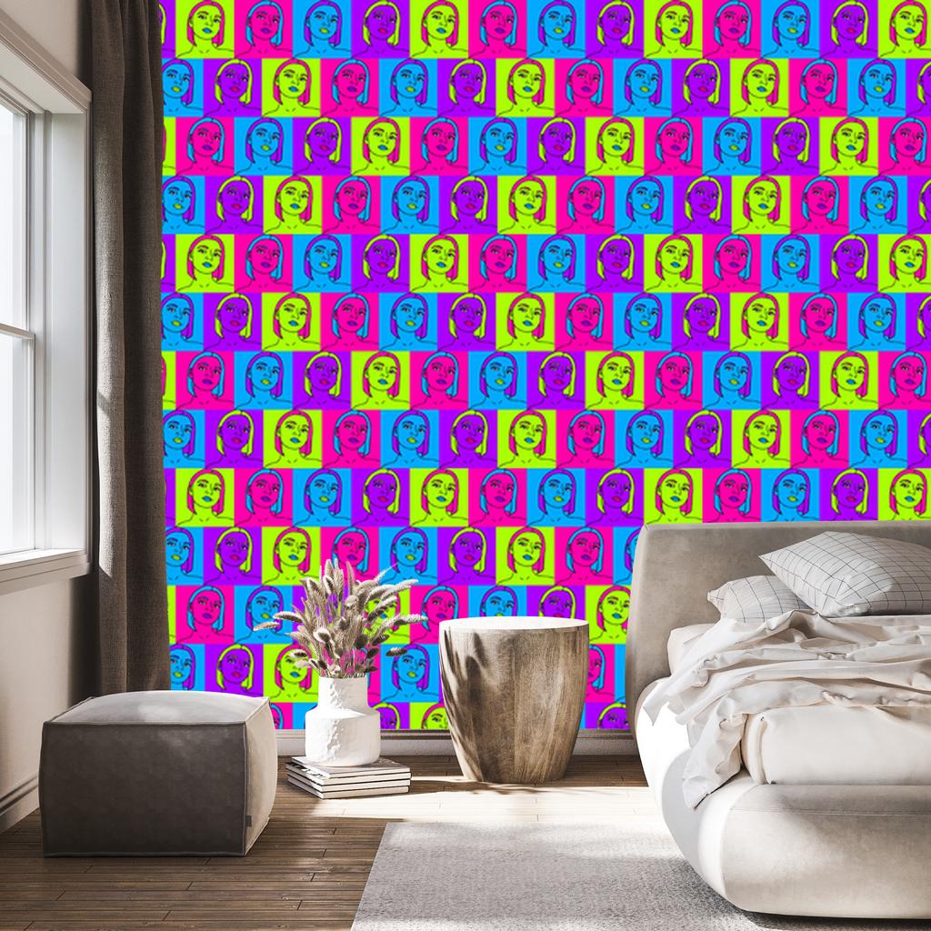 Pop art portraits wallpaper for living room and bedroom 50x1000
