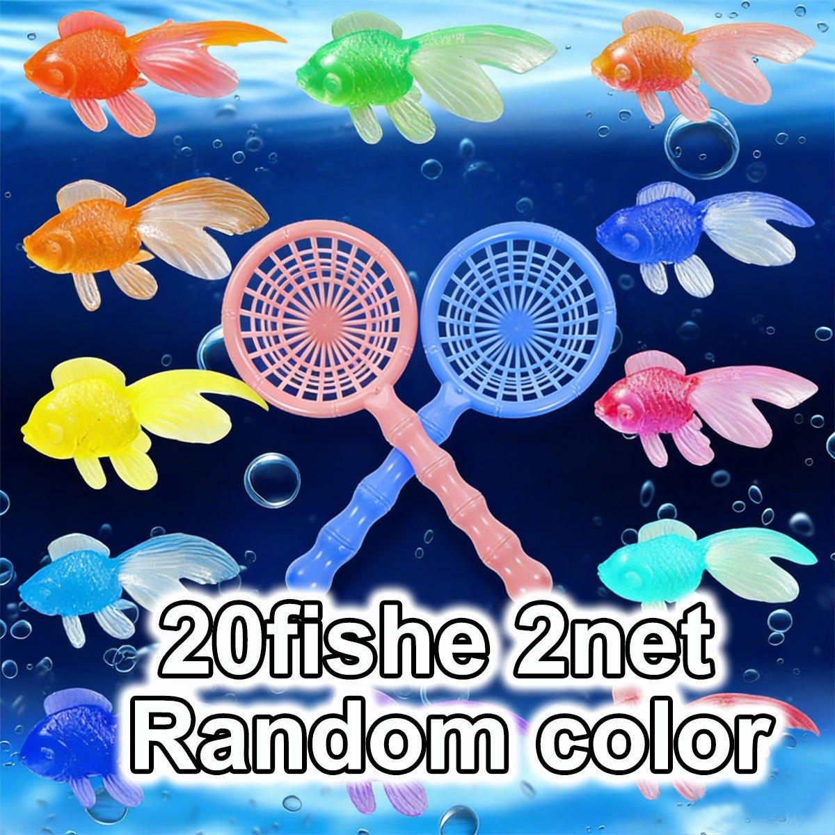 

20Pcs Plastic Floating Fake Goldfish with 2 Nets, Realistic No Battery Water Decor, Pet Use Only ZSY