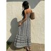 Geometric Print Halter Top Dress - Summer New Style Halter Top Dress - High-waisted Vacation Length Dress