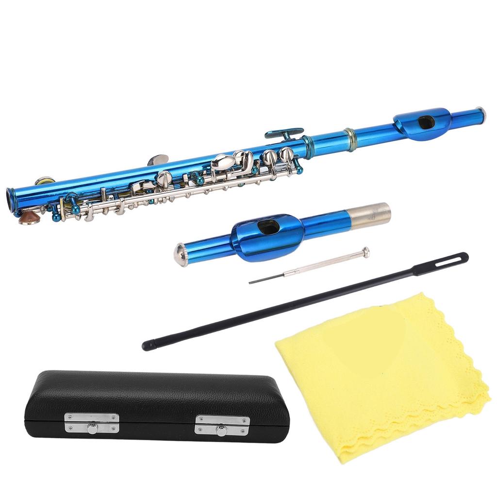 Piccolo Flute Cupronickel Blue +E Key French 6 Holes Piccolos Key Instrument for Beginner