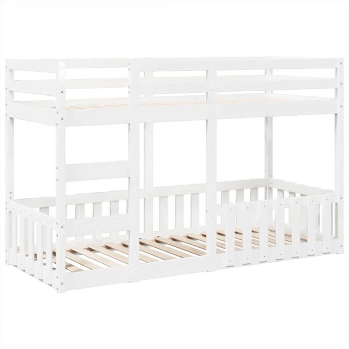 VidaXL Lit superposé Blanc 75x190 cm Bois de pin massif, cadre de lit superposé bas, meubles de chambre à coucher, cadre de 3308596