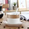 Shangqi Ceramic Coffee Cup and Saucer Set, Gold Rim